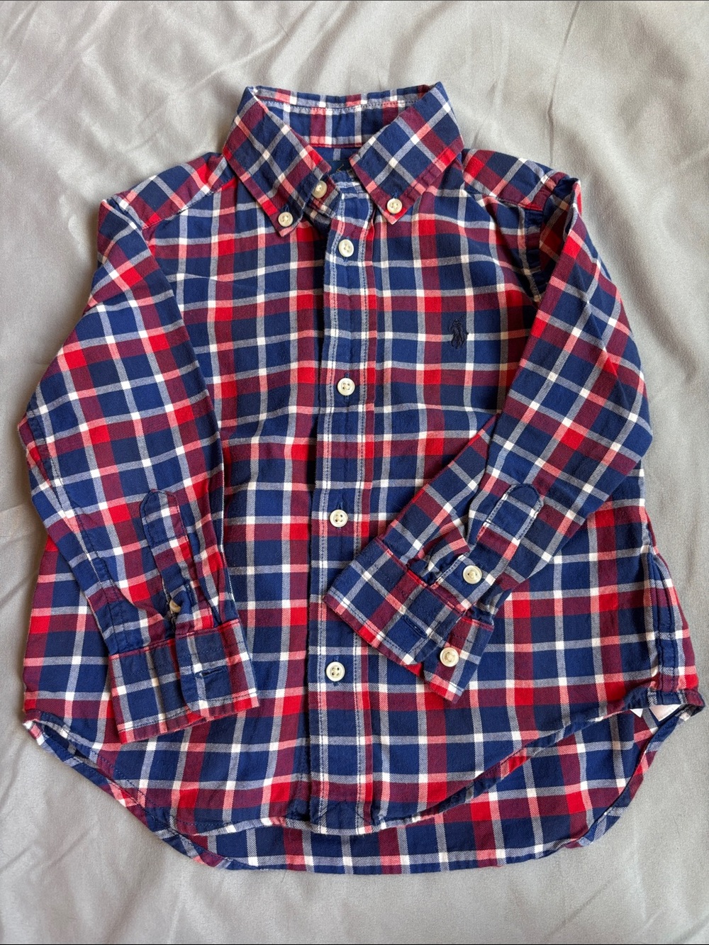Ralph Lauren Red, Navy & White Plaid Button-Down Shirt